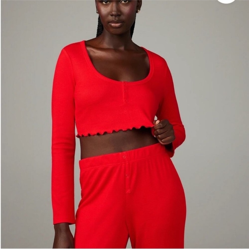 Savage X Fenty Sexwear Midnight Cruise Waffle Knit Lounge Pajama 2-piece Set